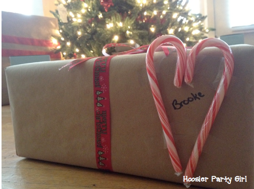 candy cane heart gift wrap