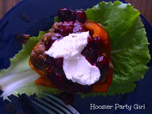 Red White and Blueberry burgers on lettuce
